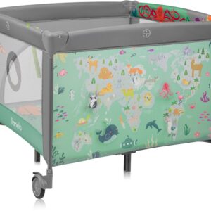 Lionelo MILLE PLUS rotaļu manēža bērniem krāsa GREY GREEN