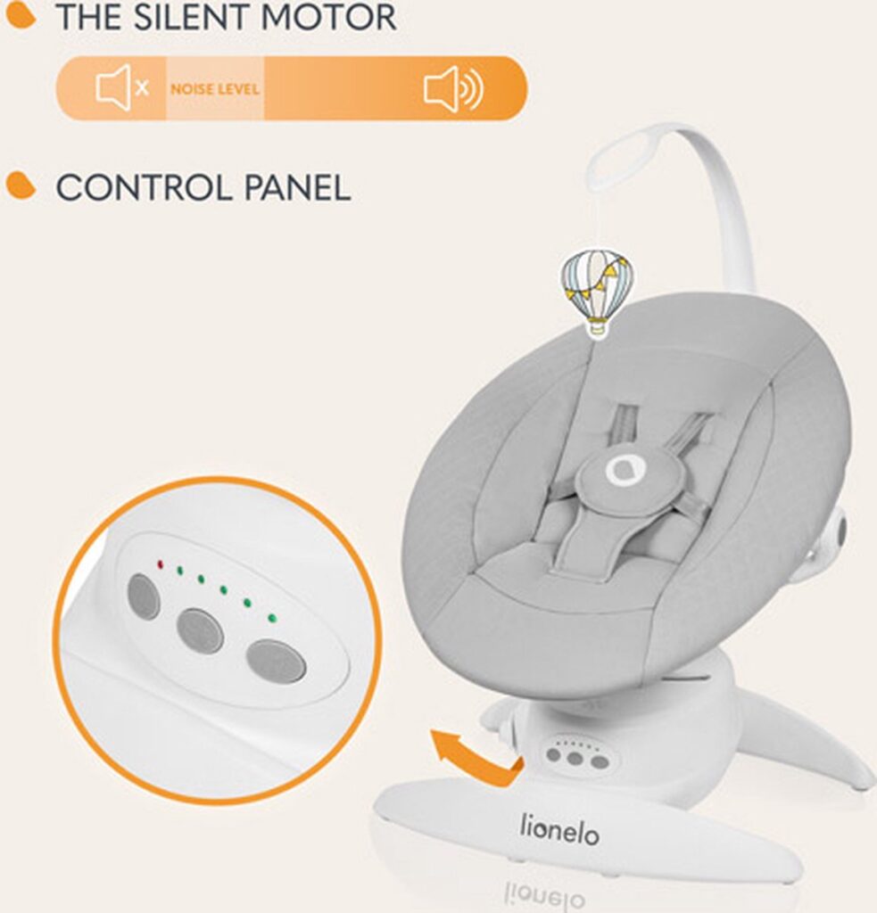 Lionelo IRIS mazuļu šūpuļkrēsliņš krāsa GREY CONCRETE