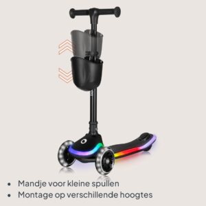 Lionelo MEY skrejritenis bērniem ar LED gaismiņām krāsa BLACK ONYX