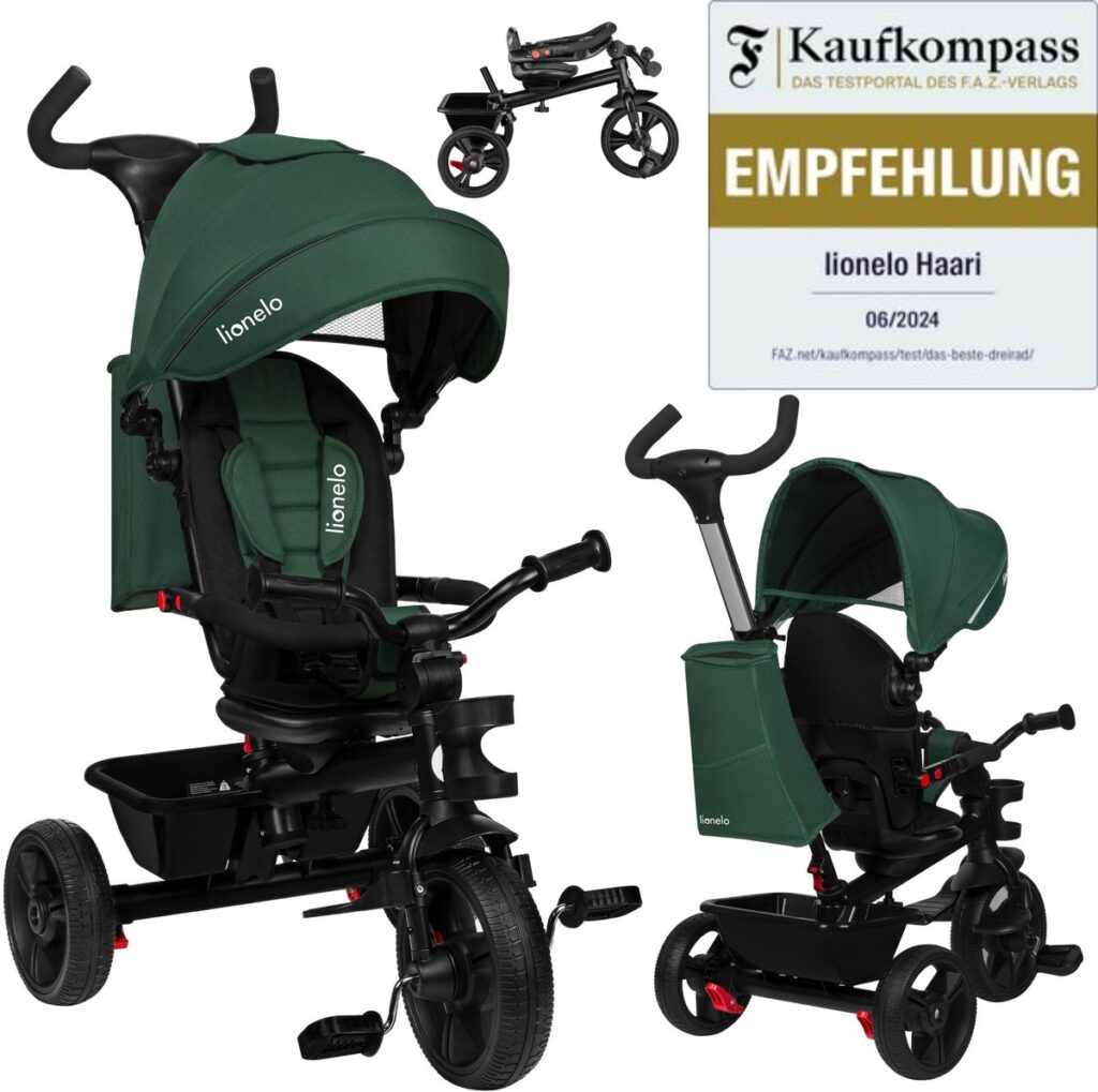 Lionelo HAARI stumjamais trīsritenis bērniem krāsa GREEN EMERALD