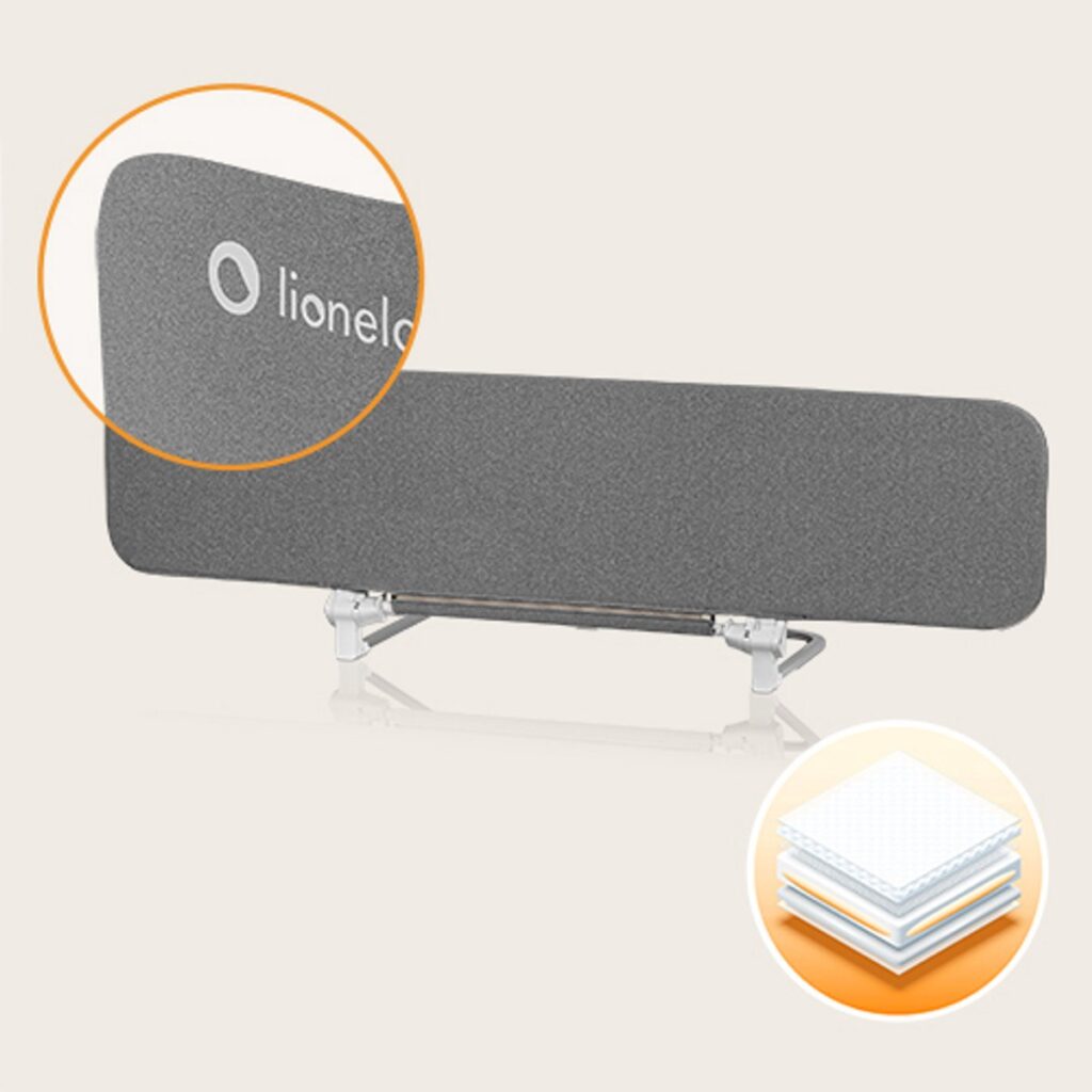 Lionelo LORA XL gultas malas aizsargs krāsa GREY STONE