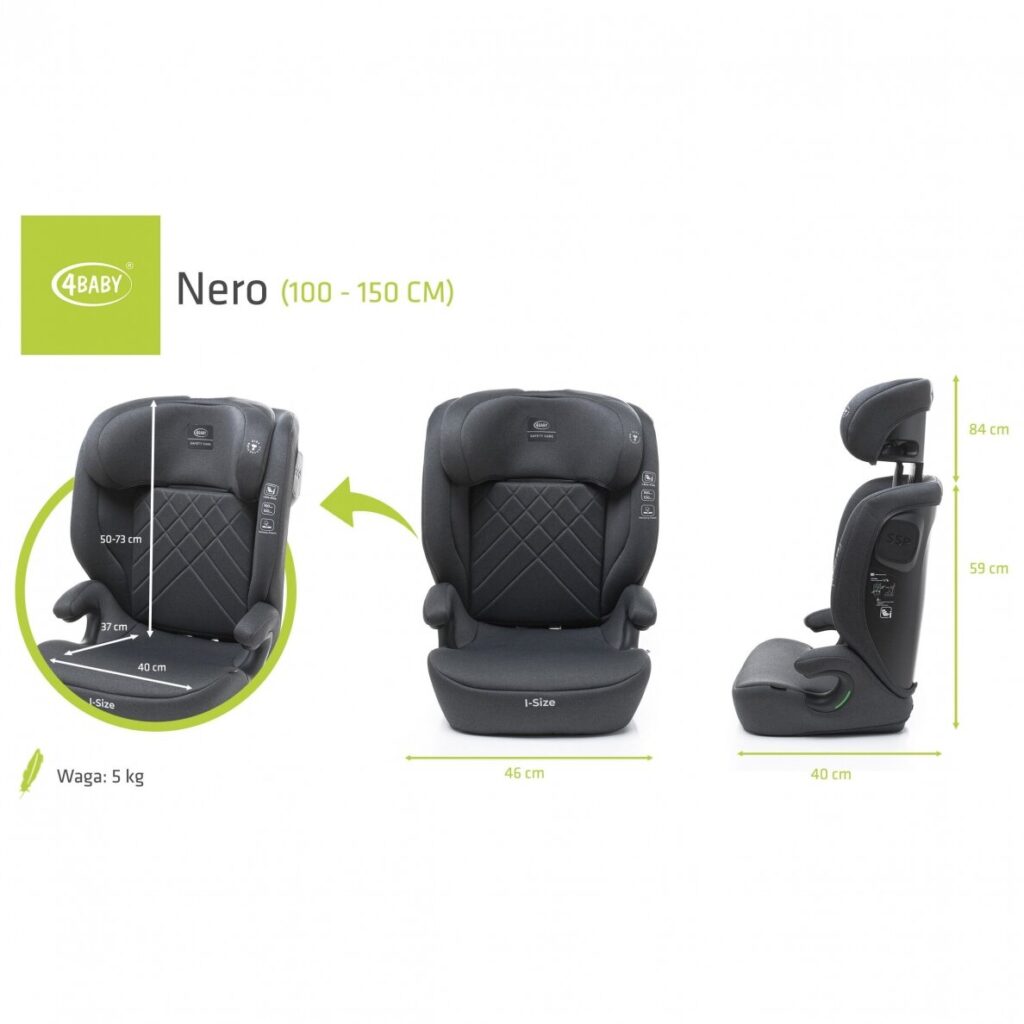 4Baby Nero I-Size autokrēsliņš bērniem 100-150cm krāsa Graphite