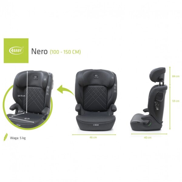 Autokreslini.lv | Nero I-Size autokrēsliņš bērniem 100-150cm krāsa Graphite bilde #23