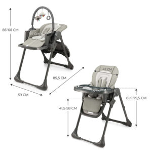 Kinderkraft Tummie barošanas krēsliņš 2in1 krāsa Grey