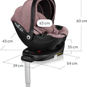 Lionelo Moxie i-Size autokrēsliņš 40-87cm krāsa Pink Mauve + rotējoša Isofix bāze