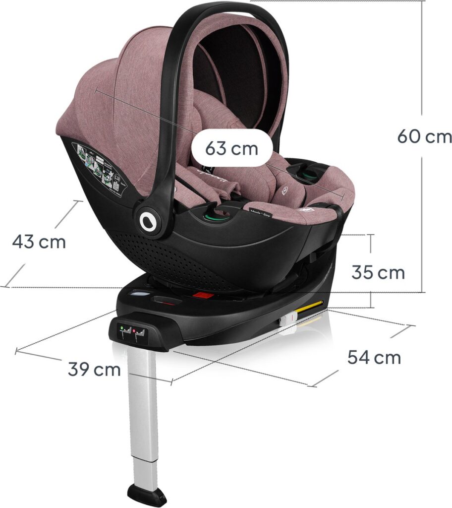 Lionelo Moxie i-Size autokrēsliņš 40-87cm krāsa Pink Mauve + rotējoša Isofix bāze