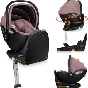 Lionelo Moxie i-Size autokrēsliņš 40-87cm krāsa Pink Mauve + rotējoša Isofix bāze