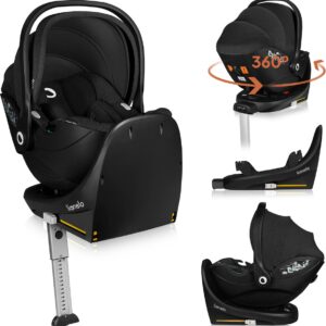 Lionelo Moxie i-Size autokrēsliņš 40-87cm krāsa Black Carbon + rotējoša Isofix bāze
