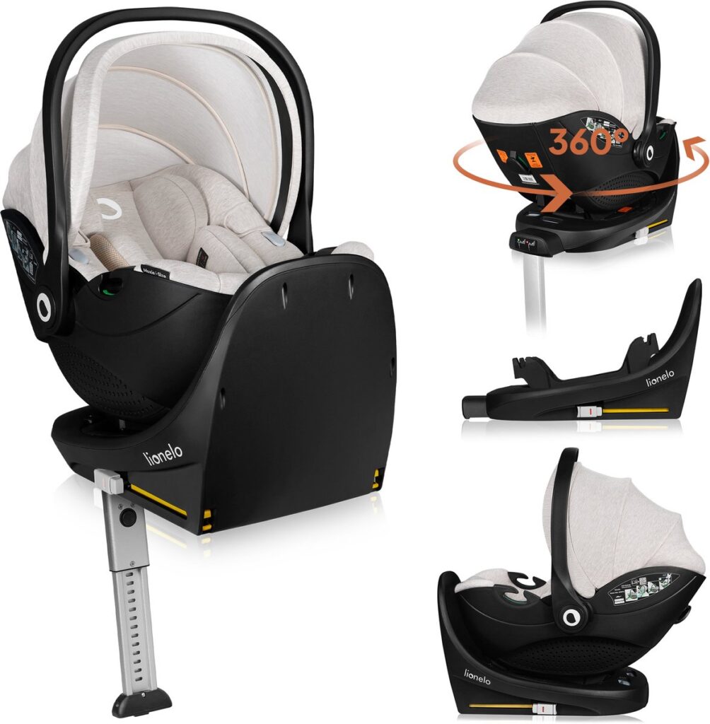 Lionelo Moxie i-Size autokrēsliņš 40-87cm krāsa Beige Sand + rotējoša Isofix bāze