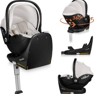 Lionelo Moxie i-Size autokrēsliņš 40-87cm krāsa Beige Sand + rotējoša Isofix bāze