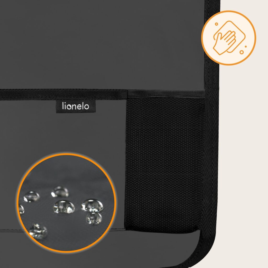 Lionelo Seat Organizer krēsla aizsargs ar mantu un planšetes kabatām krāsa Grey