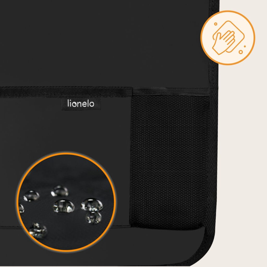 Lionelo Seat Organizer krēsla aizsargs ar mantu un planšetes kabatām krāsa Black