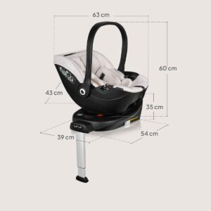 Lionelo Moxie i-Size autokrēsliņš 40-87cm krāsa Beige Sand + rotējoša Isofix bāze