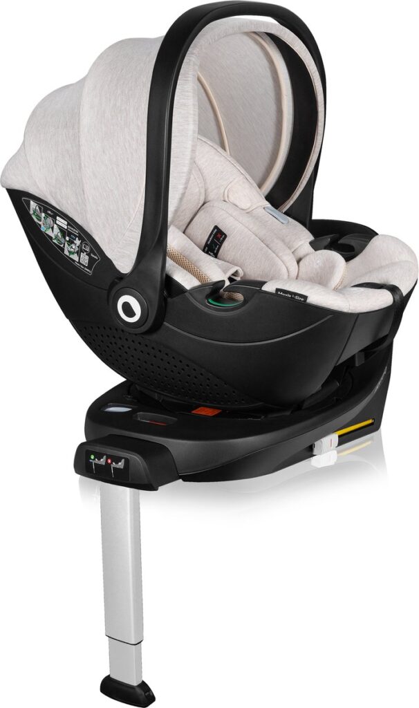 Lionelo Moxie i-Size autokrēsliņš 40-87cm krāsa Beige Sand + rotējoša Isofix bāze