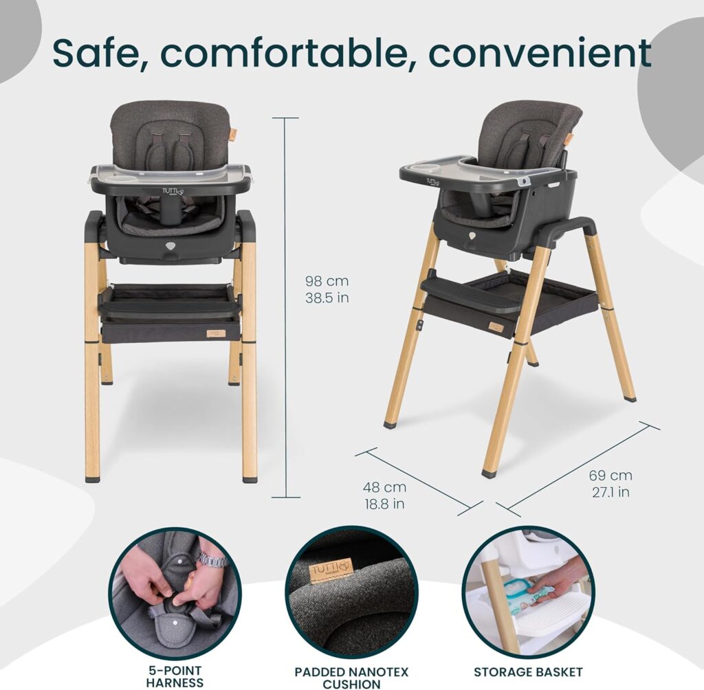 Tutti Bambini NOVA bērnu barošanas krēsls 7in1 krāsa Grey/Oak