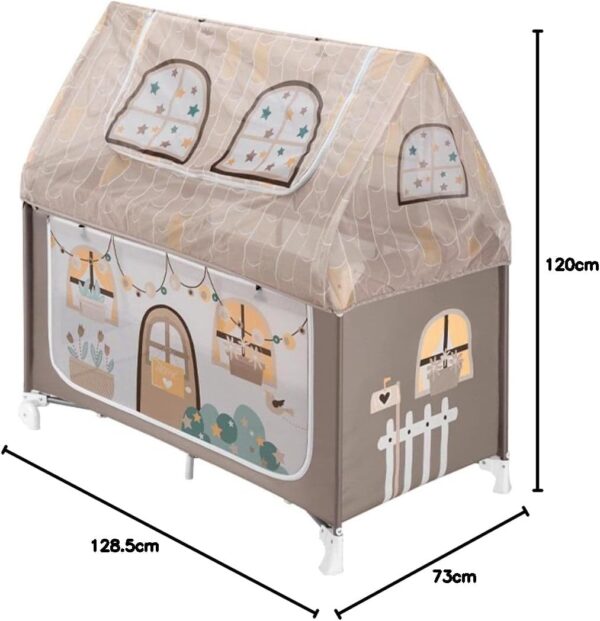 Autokreslini.lv | TRAVEL COT PLAYHOUSE ceļojumu gultiņa, rotaļu manēža krāsa Grey (2 līmeņi) bilde #13