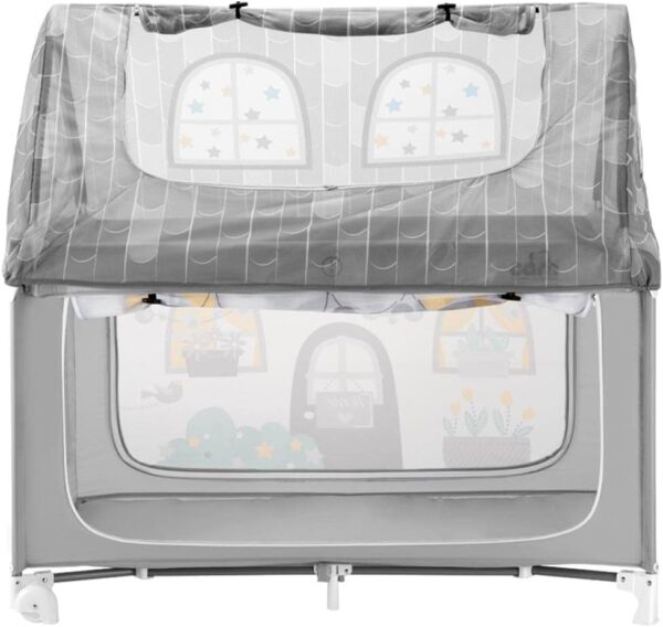 Autokreslini.lv | TRAVEL COT PLAYHOUSE ceļojumu gultiņa, rotaļu manēža krāsa Grey (2 līmeņi) bilde #9