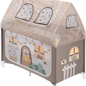 CAM TRAVEL COT PLAYHOUSE ceļojumu gultiņa, rotaļu manēža krāsa Beige (2 līmeņi)