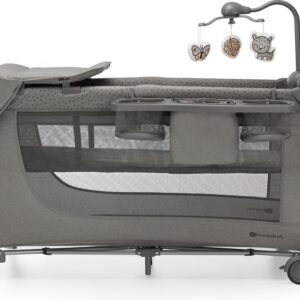 Kinderkraft Joy 2 bērnu ceļojuma gultiņa krāsa Dark Grey ar aksesuāriem (2 līmeņi)