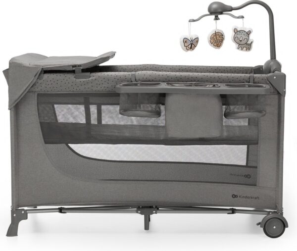 Autokreslini.lv | Joy 2 bērnu ceļojuma gultiņa krāsa Dark Grey ar aksesuāriem (2 līmeņi) bilde #3