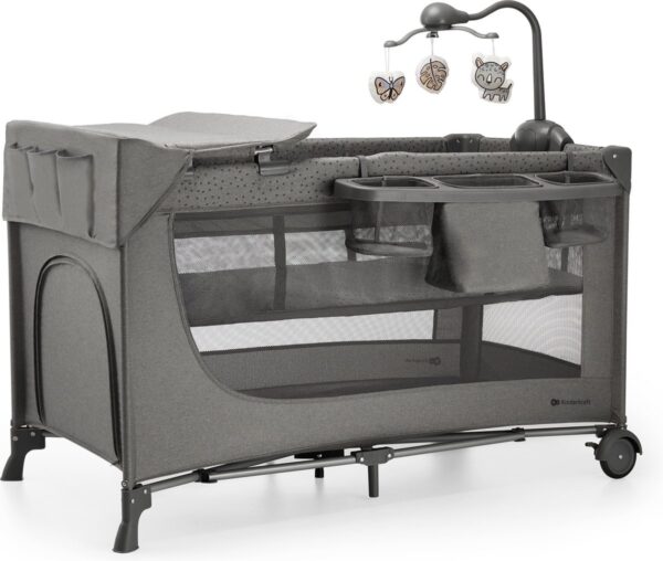 Autokreslini.lv | Joy 2 bērnu ceļojuma gultiņa krāsa Dark Grey ar aksesuāriem (2 līmeņi) bilde #5