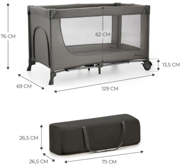 Autokreslini.lv | Joy 2 bērnu ceļojuma gultiņa krāsa Dark Grey ar aksesuāriem (2 līmeņi) bilde #17