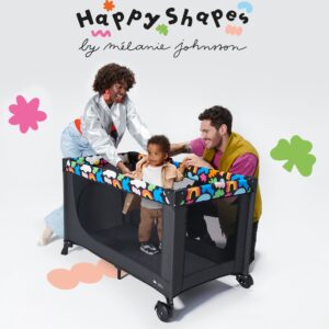 Kinderkraft Joy 2 bērnu ceļojuma gultiņa krāsa Happy Shapes