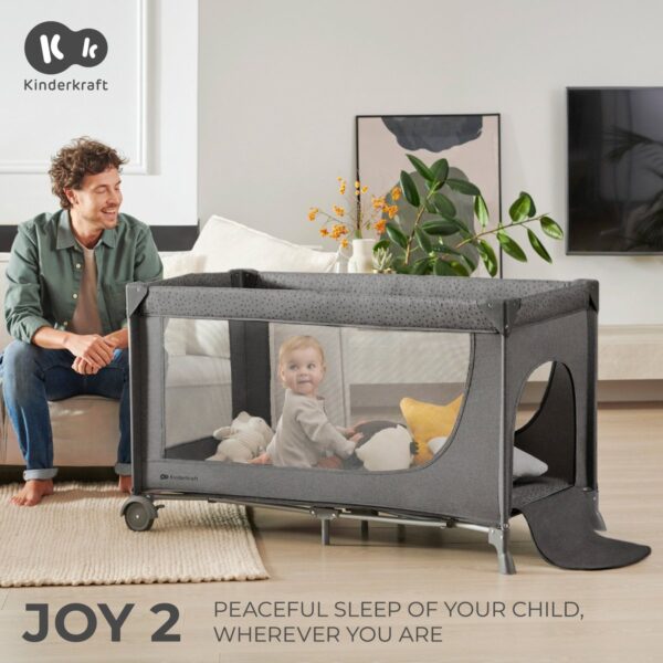 Autokreslini.lv | Joy 2 bērnu ceļojuma gultiņa krāsa Dark Grey ar aksesuāriem (2 līmeņi) bilde #11
