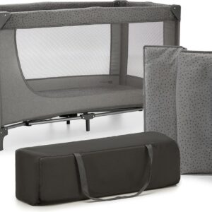 Kinderkraft Joy 2 bērnu ceļojuma gultiņa krāsa Dark Grey