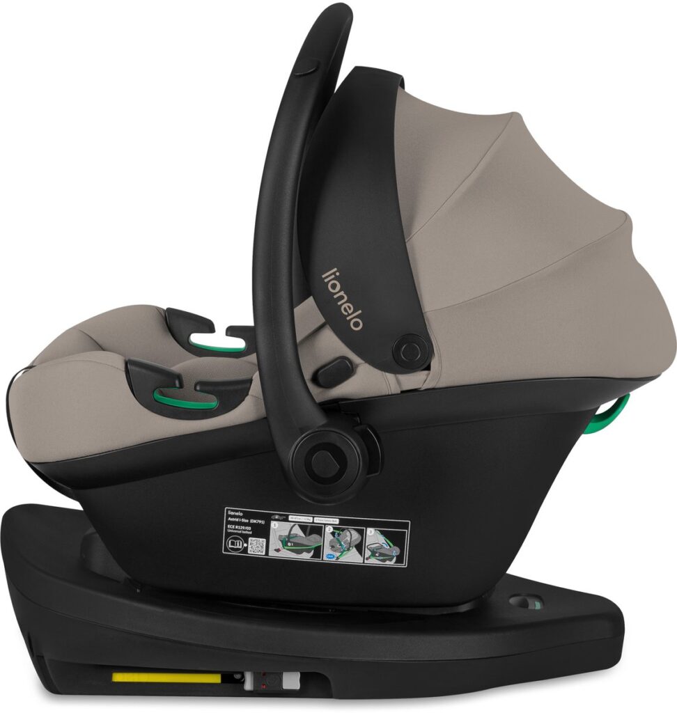 Lionelo Astrid i-Size autokrēsliņš mazuļiem 40-87cm krāsa Beige Taupe + Astrid Plus rotējoša Isofix bāze