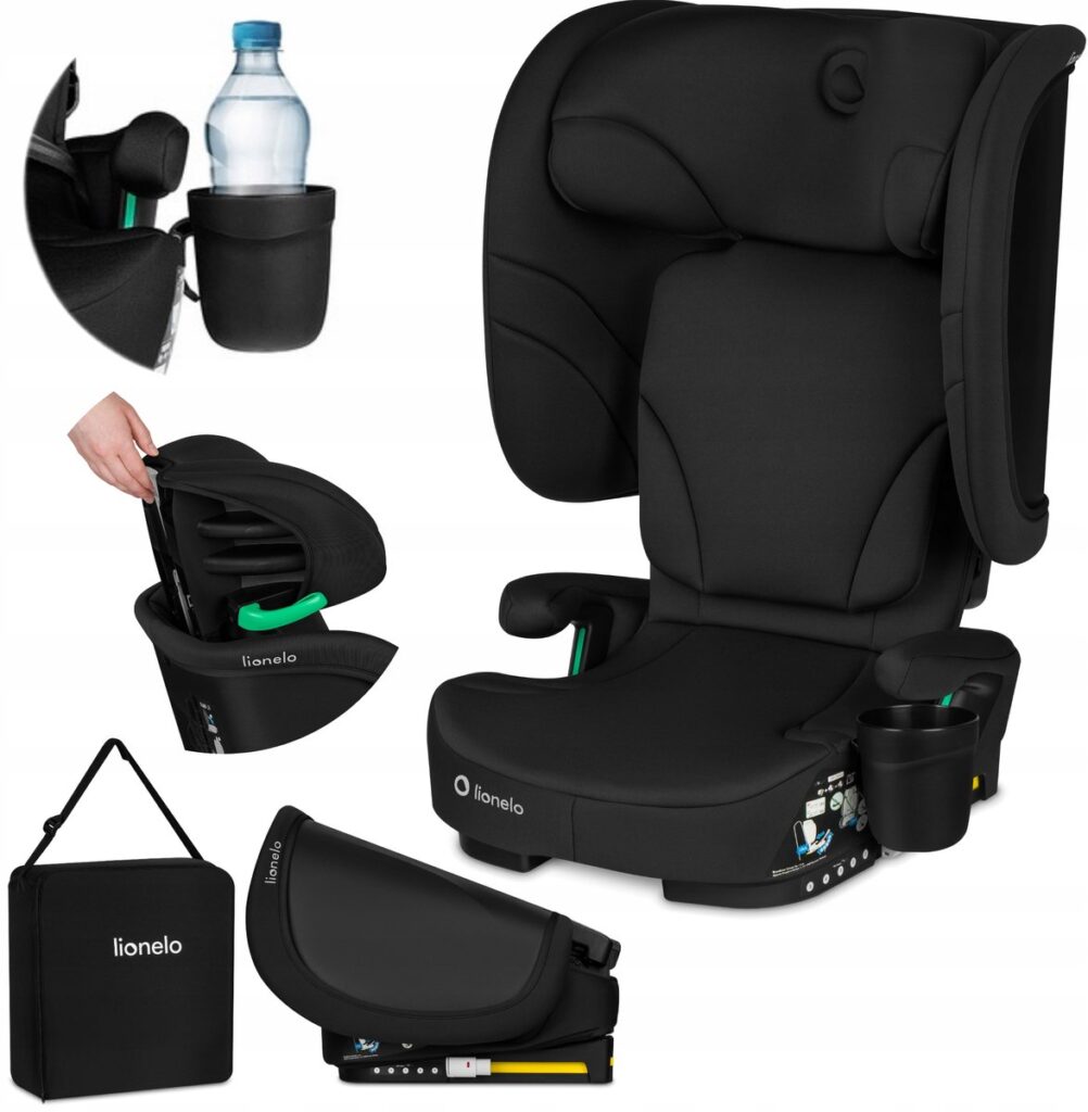 Lionelo ORIN I-Size salokāms autokrēsliņš bērniem 100-150cm krāsa Black Carbon
