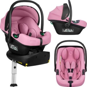 Lionelo Astrid i-Size autokrēsliņš mazuļiem 40-87cm krāsa Pink Coral + Astrid Plus rotējoša Isofix bāze