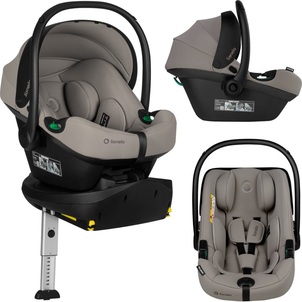 Lionelo Astrid i-Size autokrēsliņš mazuļiem 40-87cm krāsa Beige Taupe + Astrid Plus rotējoša Isofix bāze