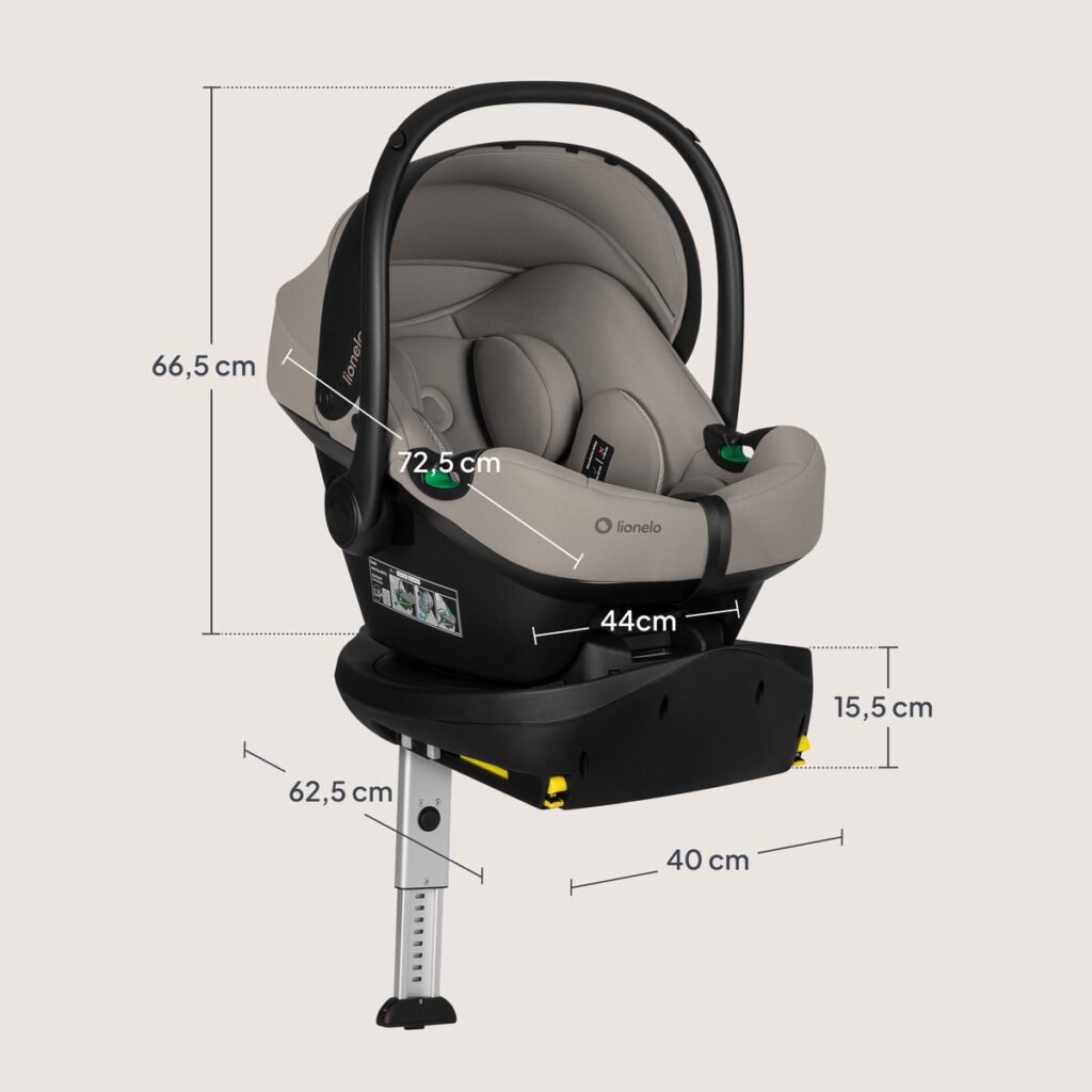 Lionelo Astrid i-Size autokrēsliņš mazuļiem 40-87cm krāsa Beige Taupe + Astrid Plus rotējoša Isofix bāze