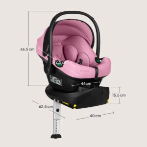 Lionelo Astrid i-Size autokrēsliņš mazuļiem 40-87cm krāsa Pink Coral + Astrid Plus rotējoša Isofix bāze