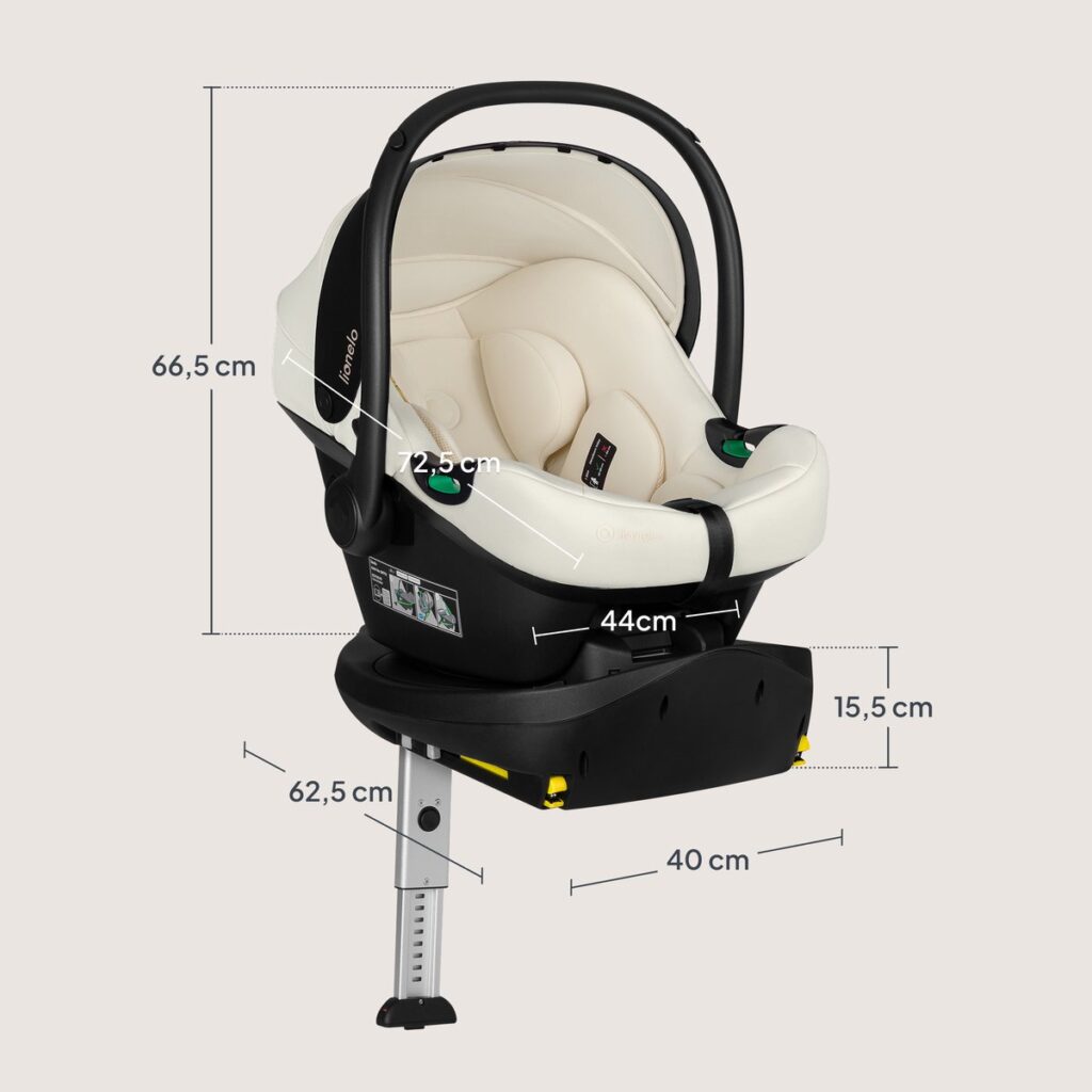 Lionelo Astrid i-Size autokrēsliņš mazuļiem 40-87cm krāsa Beige Cream + Astrid Plus rotējoša Isofix bāze