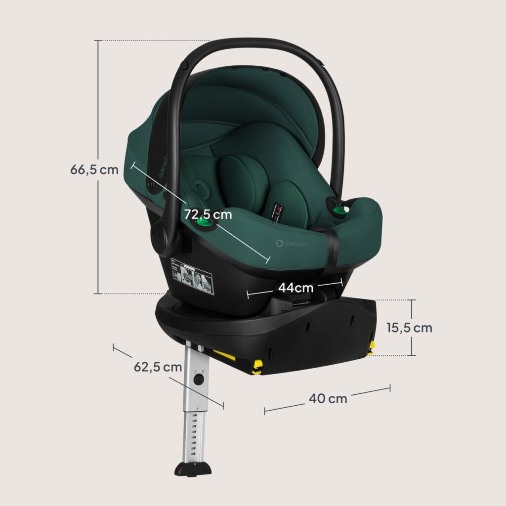 Lionelo Astrid i-Size autokrēsliņš mazuļiem 40-87cm krāsa Green Forest + Astrid Plus rotējoša Isofix bāze