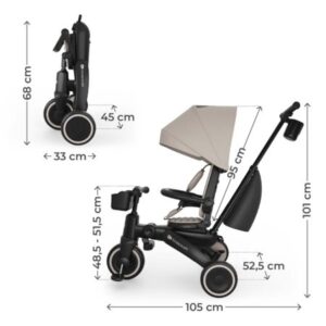 Kinderkraft Jazz 3 salokāms stumjamais trīsritenis bērniem krāsa Beige