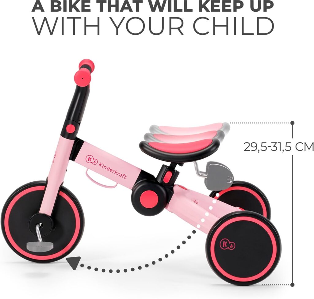 Kinderkraft 4Trike salokāms skrejritenis 3in1 bērniem no 1-5gadiem krāsa Candy Pink