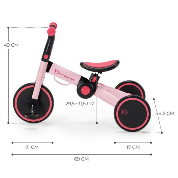 Autokreslini.lv | 4Trike salokāms skrejritenis 3in1 bērniem no 1-5gadiem krāsa Candy Pink bilde #15
