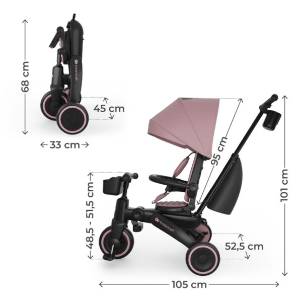 Autokreslini.lv | Jazz 3 salokāms stumjamais trīsritenis bērniem krāsa Pink bilde #27