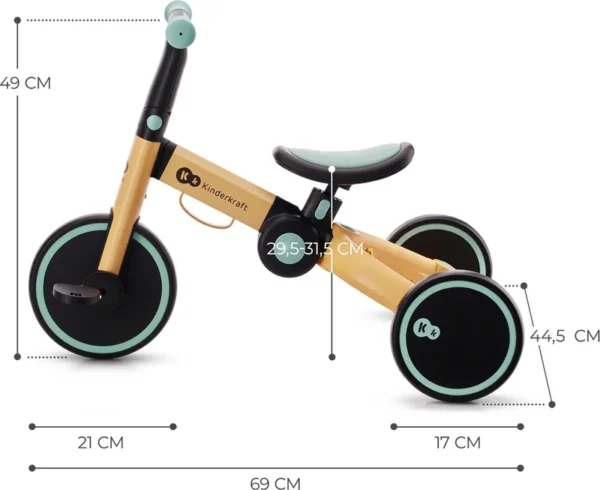 Autokreslini.lv | 4Trike salokāms skrejritenis 3in1 bērniem no 1-5gadiem krāsa Sunflower Yellow bilde #21
