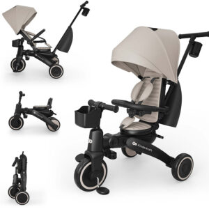 Kinderkraft Jazz 3 salokāms stumjamais trīsritenis bērniem krāsa Beige