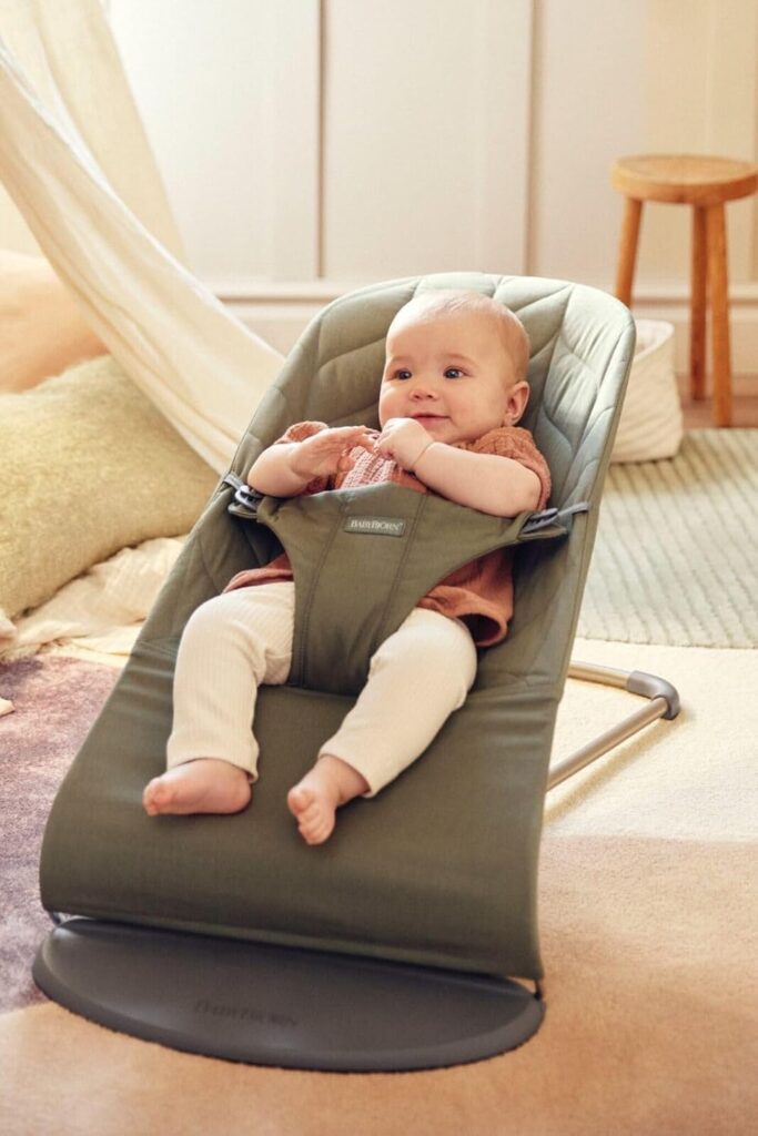 BabyBjorn Bouncer BLISS sēžamās daļas pārvalks krāsa Dark Green, Woven Petal quilt
