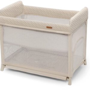 Kinderkraft MOON Dream bērnu ceļojumu gultiņa ar 2 līmeņiem krāsa Beige