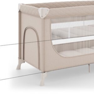 Kinderkraft LEODY UP bērnu ceļojumu gultiņa ar 2 līmeņiem krāsa Beige