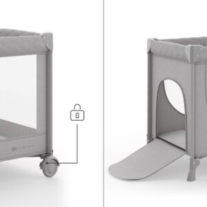 Kinderkraft LEODY UP bērnu ceļojumu gultiņa ar 2 līmeņiem krāsa Grey