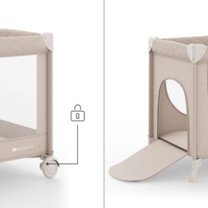 Kinderkraft LEODY UP bērnu ceļojumu gultiņa ar 2 līmeņiem krāsa Beige