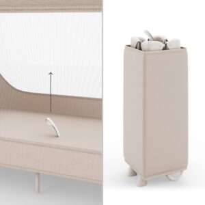 Kinderkraft LEODY UP bērnu ceļojumu gultiņa ar 2 līmeņiem krāsa Beige