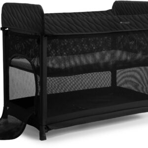 Kinderkraft MOON Dream bērnu ceļojumu gultiņa ar 2 līmeņiem krāsa Black